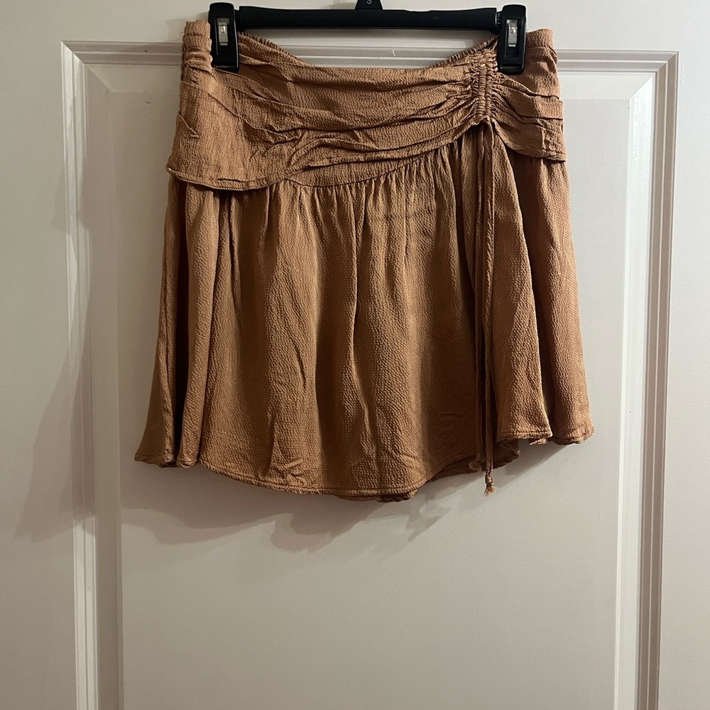 Aerie Brown Ruched Mini Skirt
